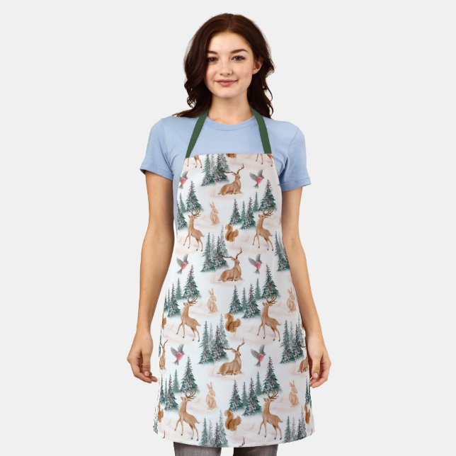 Cute Woodland Animals All Over Print Apron (Worn)
