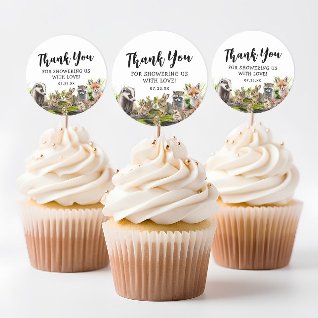 Cute Woodland Animals Baby Shower Classic Round Sticker (Creator Uploaded)