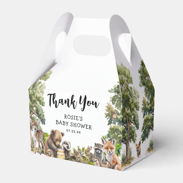 Cute Woodland Animals Baby Shower Favor Box (Front Side)