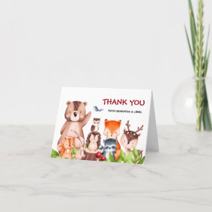 Cute Woodland Animals Baby Shower Folded Thank You Card