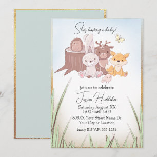Cute Woodland Animals Baby Shower Invitation