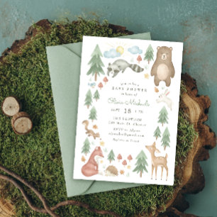 Cute Woodland Animals Baby Shower Invitation