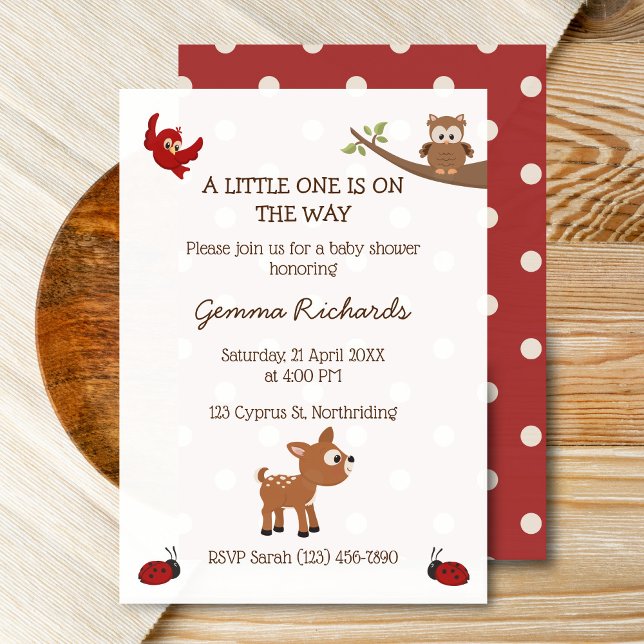 Cute Woodland Animals Baby Shower Invitation (Woodland baby shower invitation mockup)