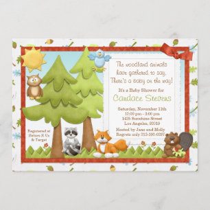 Cute Woodland Animals Baby Shower Invitation