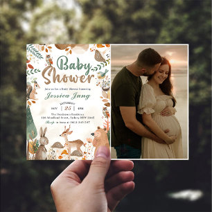 Cute Woodland Animals  Baby Shower Party Photo  Invitation