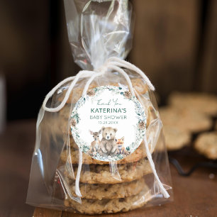 Cute Woodland Animals Baby Shower Thank You Favour Classic Round Sticker