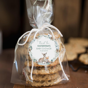 Cute Woodland Animals Baby Shower Thank You Favour Classic Round Sticker