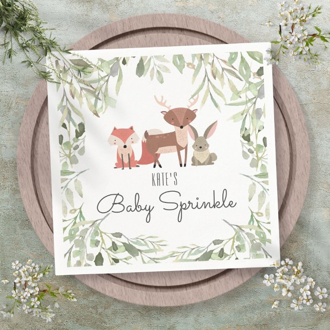 Cute Woodland Animals Baby Sprinkle Shower Napkin (Cute Woodland Animals Baby Sprinkle Shower Napkins)