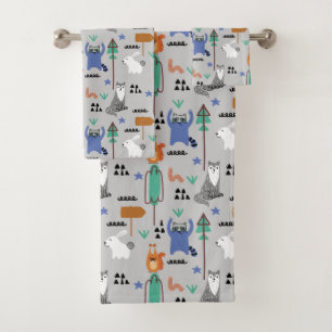 Cute Woodland Animals  Bath Towel Set