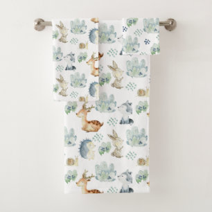 Cute Woodland Animals  Bath Towel Set
