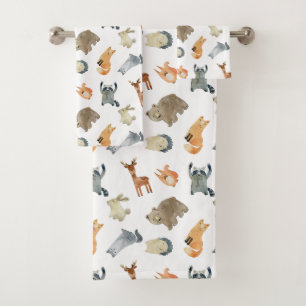 Cute Woodland Animals  Bath Towel Set