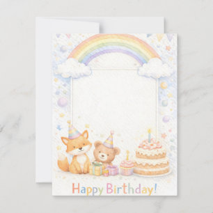 Cute Woodland Animals Birthday Invitation