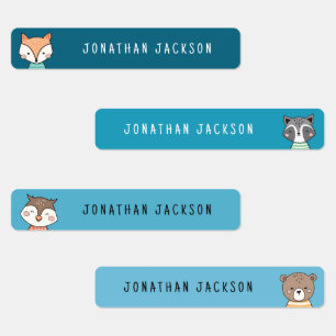 Cute woodland animals blue kids name