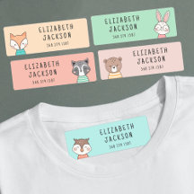 Cute woodland animals colourful kids name
