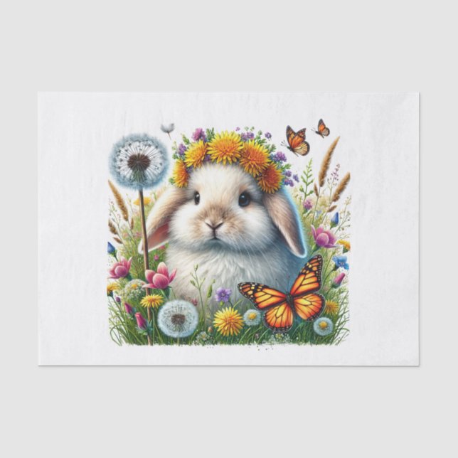 Cute woodland animals decoupage rabbit tissue paper (Front)