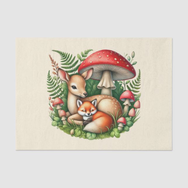 Cute woodland animals deer fox tissue paper (Front)