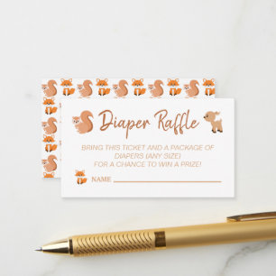 Cute Woodland Animals Diaper Raffle Baby Shower Enclosure Card
