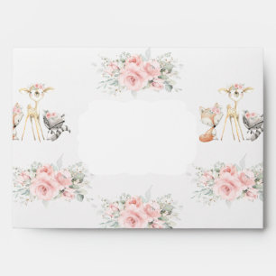 Cute Woodland Animals Floral Baby Shower Birthday Envelope