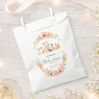 Cute Woodland Animals Floral Baby Shower Favour Bag