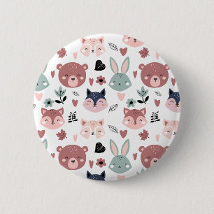 Cute Woodland Animals Forest Friends Nursery 2 Inch Round Button