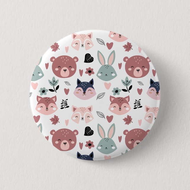 Cute Woodland Animals Forest Friends Nursery 2 Inch Round Button (Front)