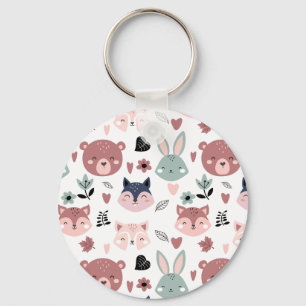 Cute Woodland Animals Forest Friends Nursery Keychain