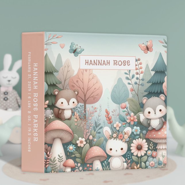 Cute Woodland Animals Girl Baby Photo Album Binder (Creator Uploaded)