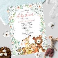 Cute Woodland Animals Greenery Baby Shower