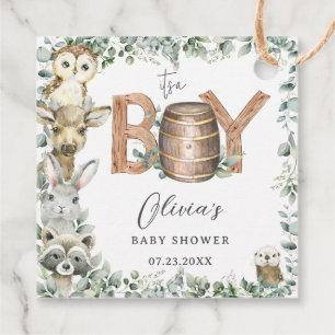 Cute Woodland Animals Greenery Boy Baby Shower  Favour Tags