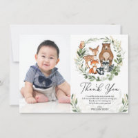 Cute Woodland Animals Greenery Gold Birthday