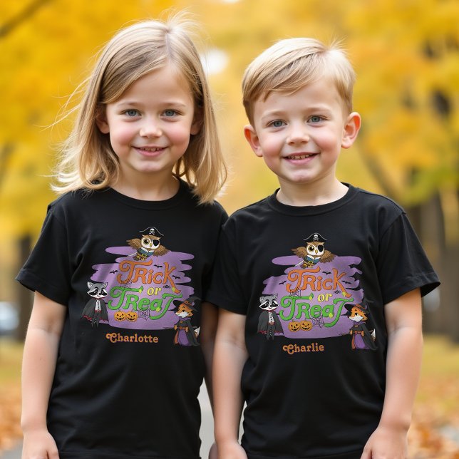 Cute Woodland Animals Halloween Trick or Treat T-Shirt (Creator Uploaded)