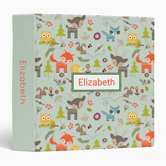 Cute Woodland Animals Illustrated Binder (Front/Spine)