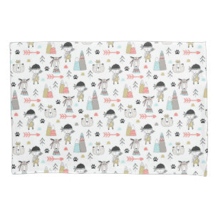 Cute Woodland Animals & Indian Boy Pattern Pillowcase