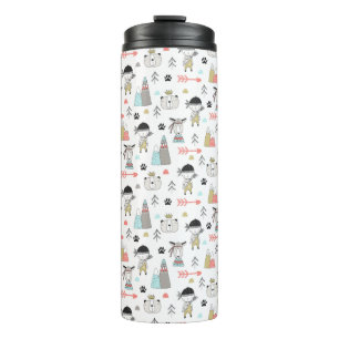 Cute Woodland Animals & Indian Boy Pattern Thermal Tumbler