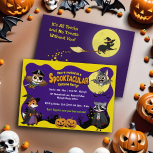Cute Woodland Animals Kids Halloween Costume Party Invitation