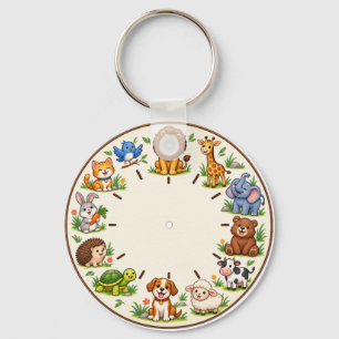 Cute Woodland Animals Kids Nursery Wall Clock Keychain