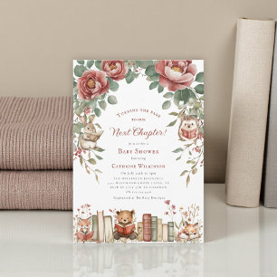 Cute woodland Animals Next Chapter Baby Shower Invitation