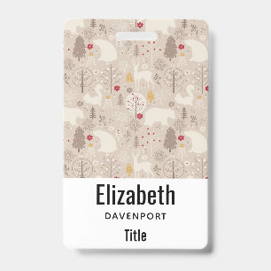 Cute Woodland Animals Nordic Pattern Badge