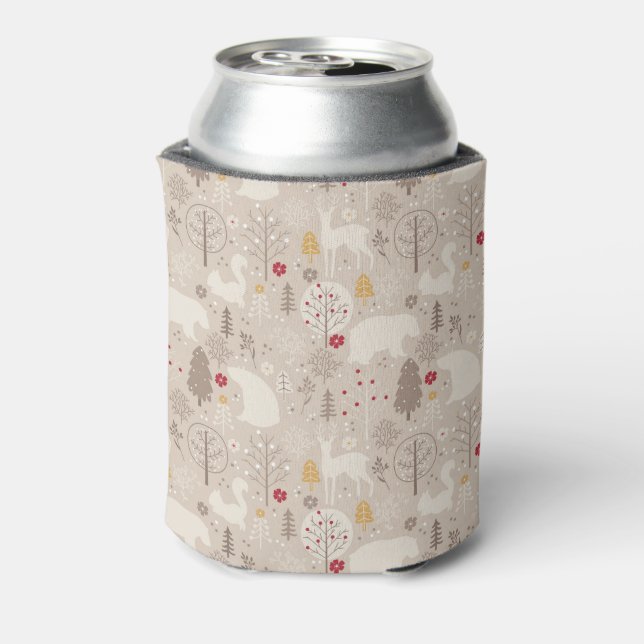 Cute Woodland Animals Nordic Pattern Can Cooler (Can Back)