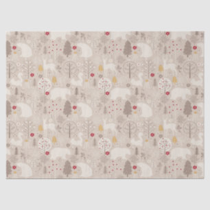 Cute Woodland Animals Nordic Pattern Christmas Tissue Paper