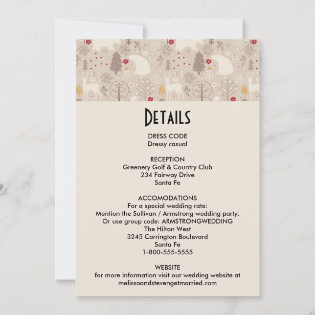Cute Woodland Animals Nordic Pattern Invitation (Front)