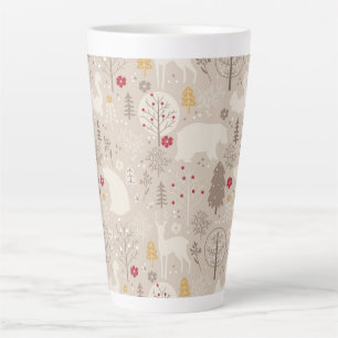 Cute Woodland Animals Nordic Pattern Latte Mug