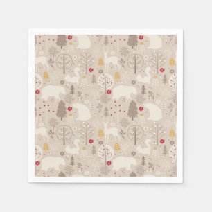Cute Woodland Animals Nordic Pattern Napkin