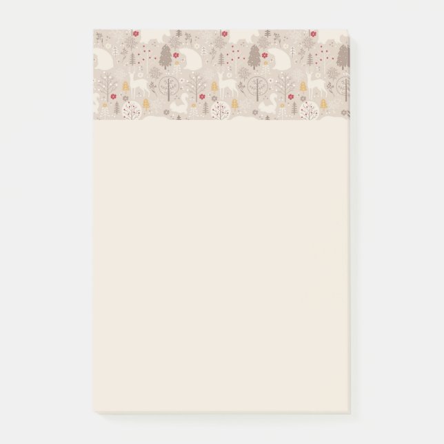 Cute Woodland Animals Nordic Pattern Post-it Notes (Front)