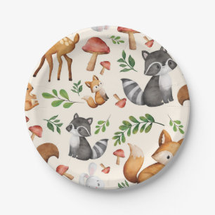 Cute woodland animals paper plate