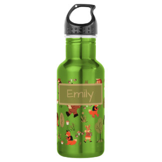 Cute Woodland Animals Personalize Kids Name 532 Ml Water Bottle