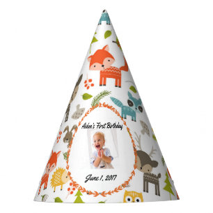 Cute Woodland Animals Personalized Photo Party Hat