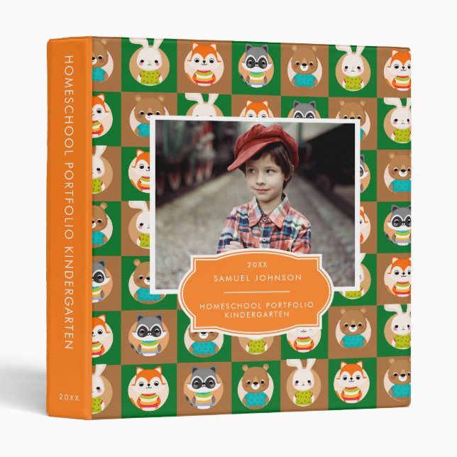 Cute Woodland Animals Photo School Binder (Front/Spine)