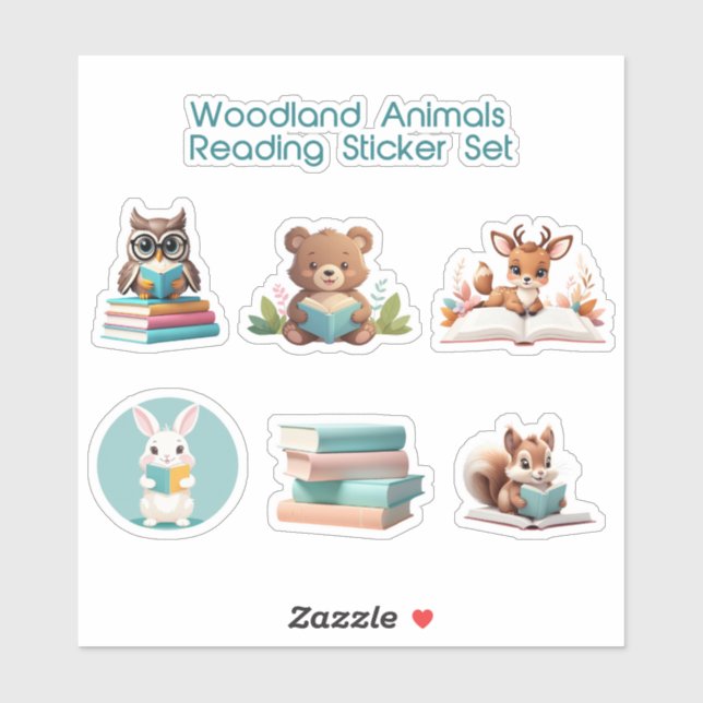 Cute Woodland Animals Reading Books Storytime  (Sheet)