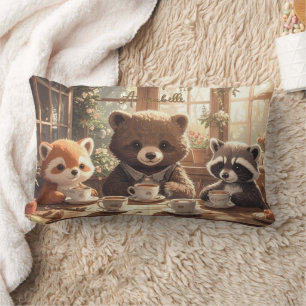 Cute Woodland Animals Tea Party Custom Nursery Kid Lumbar Pillow
